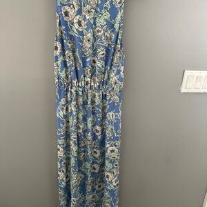 H&M Blue and Green Floral Dress